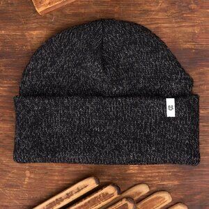 Black Melange Ragg Wool Beanie
